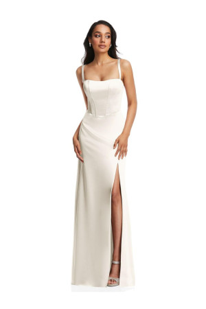 Ivory Dessy After Six 6874 Lace Up Back Reception Dress